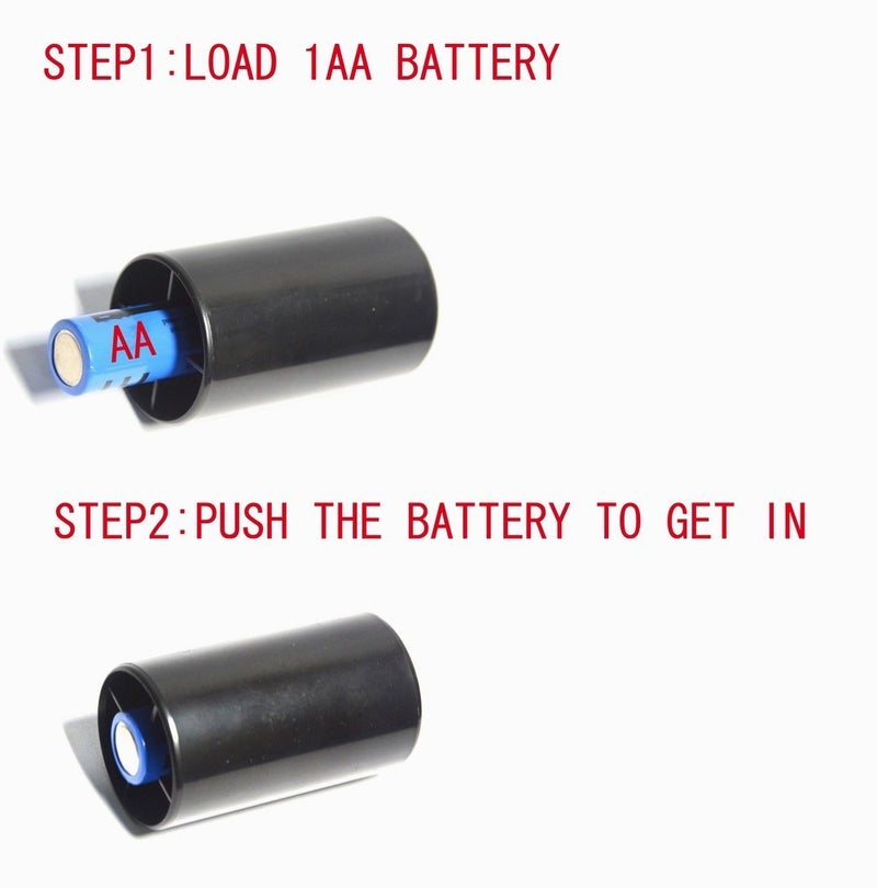 LampVPath 8PCS 1AA to 1D Size Battery Adapter Case, AA to D Size Spacers, AA to Size D Battery Adapter Converter Case(8 Packs Black) - Image 4